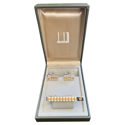 Pre-owned Dunhill Rare Vintage  Cufflinks & Tie Clip Gold Plated, Steel With Original Case In Multi