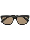 Dunhill Tinted Rectangle-frame Sunglasses In 001 Black Black Brown