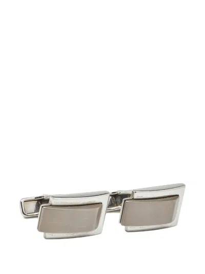 Pre-owned Dunhill Rectangle Stainless Steel Cufflinks In Silver