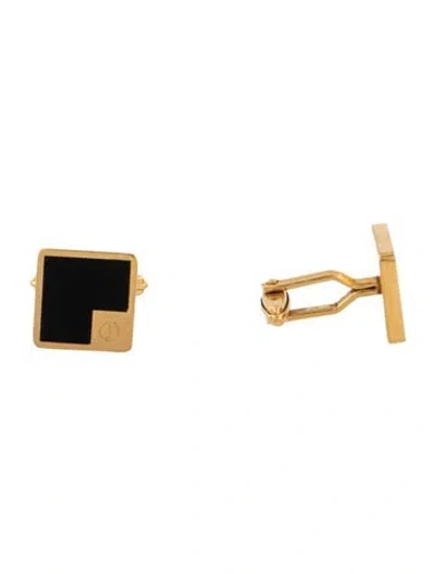 Pre-owned Dunhill Resin Logo Cufflinks In Black