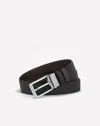 Dunhill Reversible 30mm Rounded Facet Buckle Chassis Leather Belt In Black