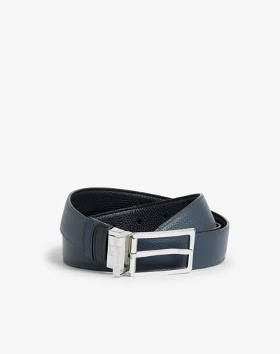 Dunhill Reversible 30mm Rounded Roller Buckle Grain Leather Belt In Blue