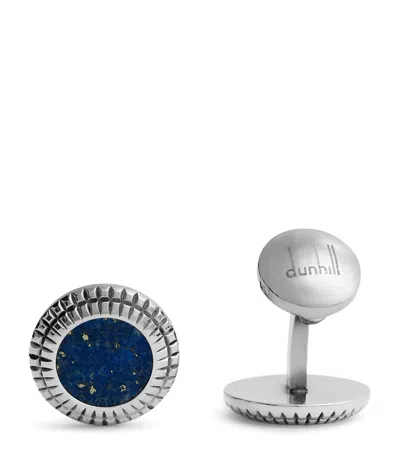 Dunhill Rhodium-plated Silver And Sodalite Hobnail Cufflinks In Blue
