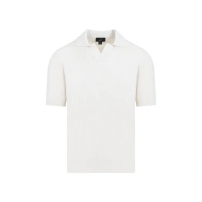Dunhill Ribbed Off White Mulberry Silk Polo