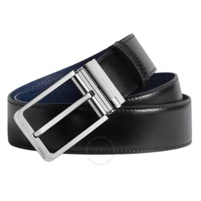 Dunhill Roller Buckle Reversible Leather Belt In Blue/black