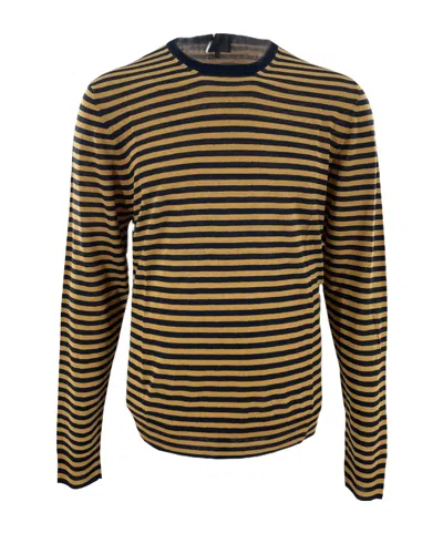 Dunhill Round-neck Striped Sweater In Brown