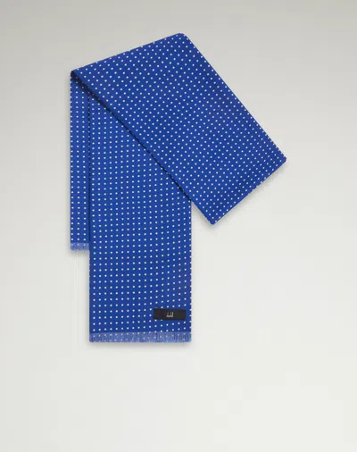 Dunhill Screen Printed Polka Dot Scarf In Blue