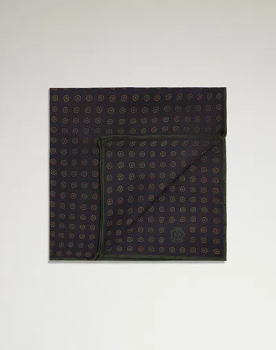 Dunhill Silk Circular Medallion Pocket Square In Brown