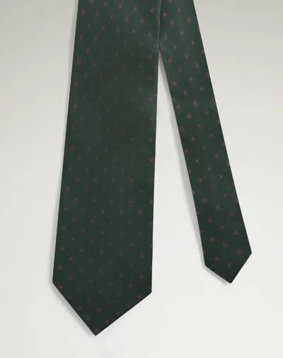 Dunhill Silk Circular Medallion Printed Tie In Green