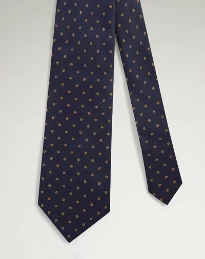 Dunhill Silk Circular Medallion Printed Tie In Blue
