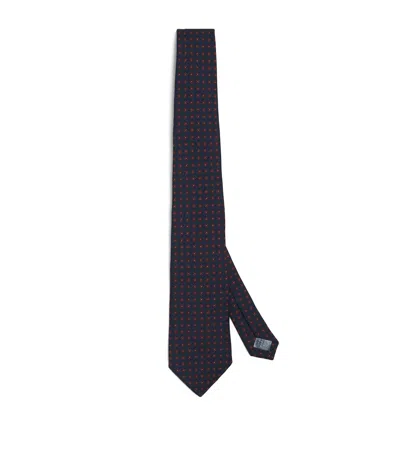 Dunhill Silk Circular Medallion Tie In Navy