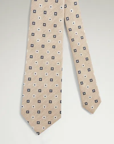Dunhill Silk Cotton Floral Medallion Woven Tie In Brown