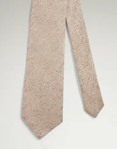 Dunhill Silk Cotton Herringbone Woven Tie In Brown