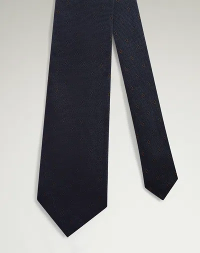 Dunhill Silk Diamond Motif Woven Tie In Blue