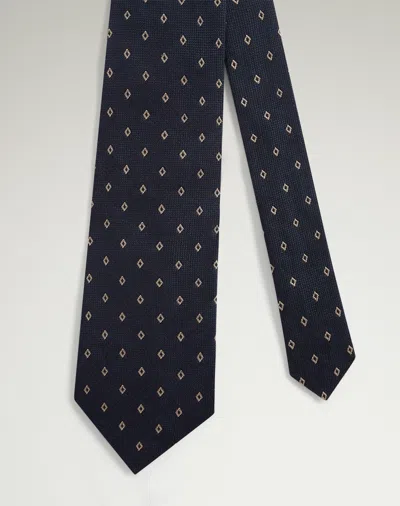 Dunhill Silk Diamond Motif Woven Tie In Blue