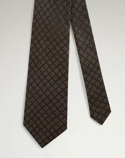 Dunhill Silk Diamond Neats Printed Tie In Gray