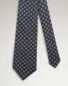 Dunhill Silk Floral Medallion Screen Printed Tie In Blue