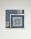 Dunhill Silk Medallion With Decorative Border Pocket Square In Blue