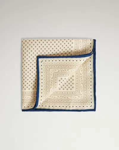 Dunhill Silk Micro Diamond Neats Screen Printed Pocket Square In White