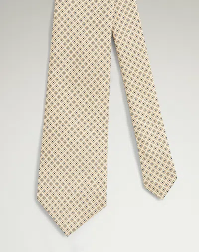 Dunhill Silk Micro Diamond Neats Screen Printed Tie In White