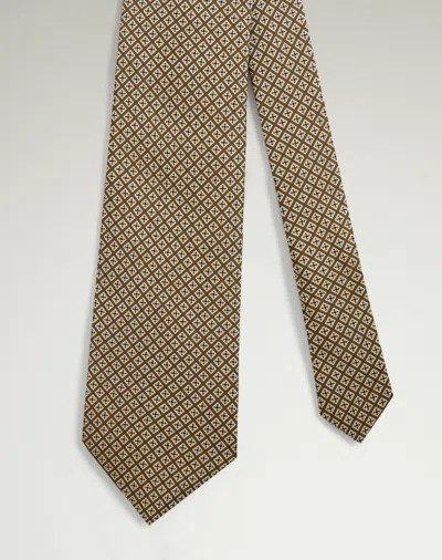 Dunhill Silk Micro Diamond Neats Screen Printed Tie In Green