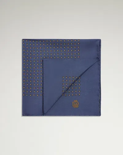 Dunhill Silk Micro Paisley Pocket Square In Blue