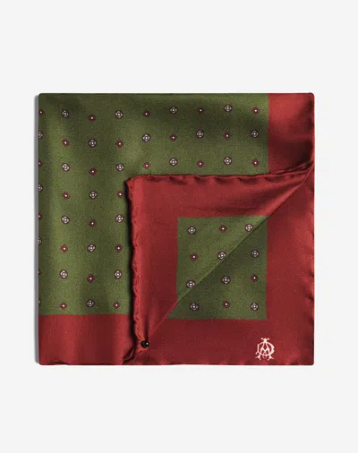 Dunhill Silk Neats Print Pocket Square In Green
