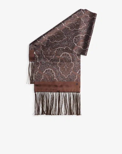 Dunhill Silk Paisley Printed Evening Scarf In Brown