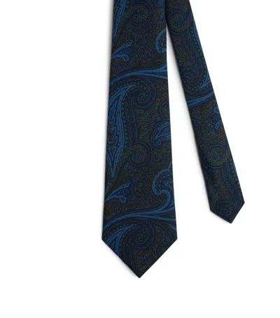 Dunhill Silk Paisley Tie In Navy