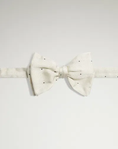 Dunhill Silk Polka Dot Bow-tie In White