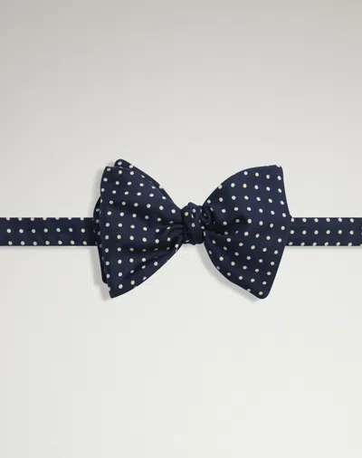 Dunhill Silk Polka Dot Butterfly Bow-tie In Blue