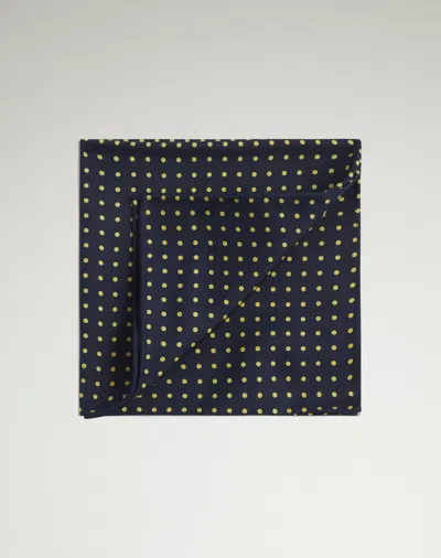 Dunhill Silk Polka Dot Pocket Square In Blue