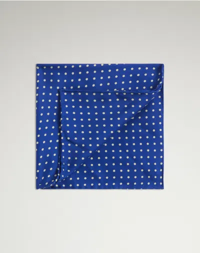 Dunhill Silk Polka Dot Pocket Square In Blue