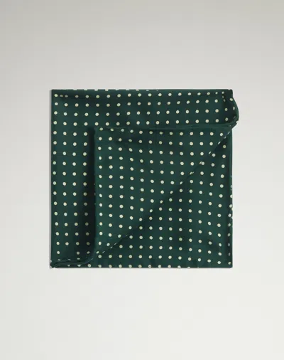 Dunhill Silk Polka Dot Pocket Square In Green