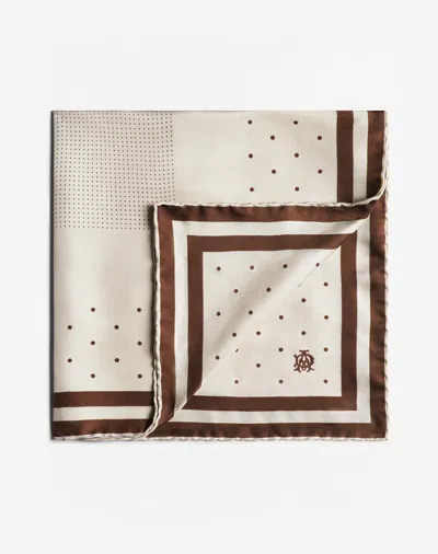 Dunhill Silk Polka Dot Printed Neckerchief In Brown