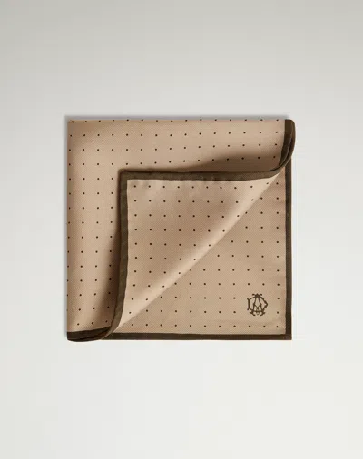 Dunhill Silk Polka Dot Screen Printed Pocket Square In White