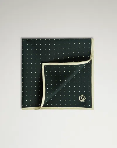 Dunhill Silk Polka Dot Screen Printed Pocket Square In Green