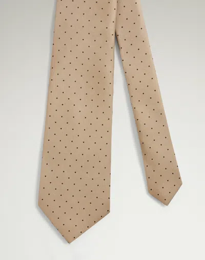 Dunhill Silk Polka Dot Screen Printed Tie In White