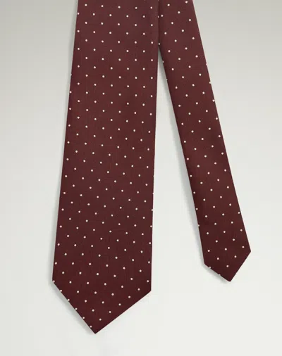 Dunhill Silk Polka Dot Screen Printed Tie In Red