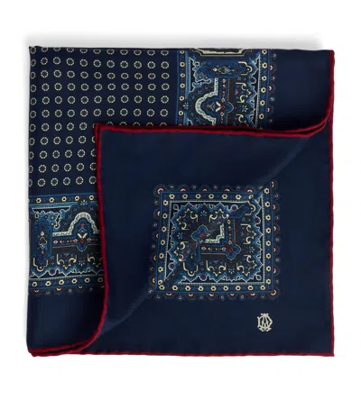 Dunhill Silk Printed Neckerchief In Blue