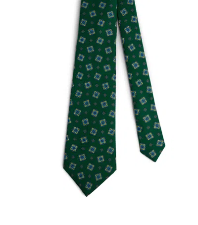Dunhill Silk Printed Tie In Green