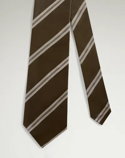 Dunhill Silk Regimental Stripe Woven Tie In Green