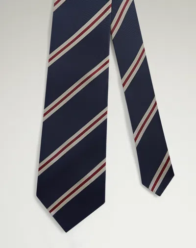 Dunhill Silk Regimental Stripe Woven Tie In Red