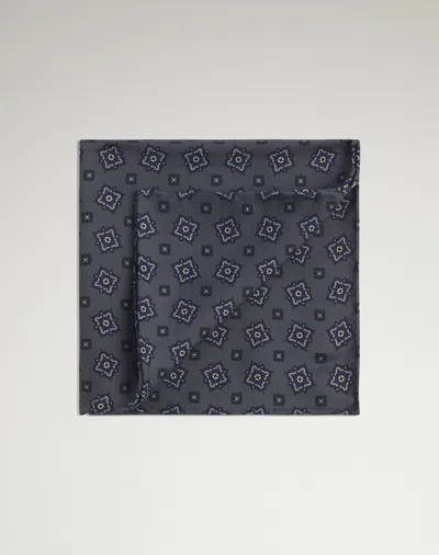 Dunhill Silk Scattered Medallion Pocket Square In Grey