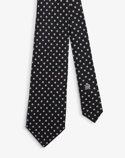 Dunhill Silk Square Motif Printed Tie In Black