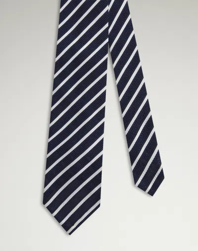 Dunhill Silk Stripe Grenadine Tie In Blue