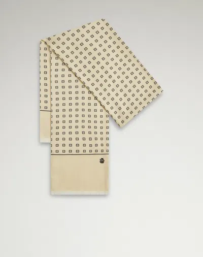 Dunhill Silk Wool Jacquard Tubular Scarf In White