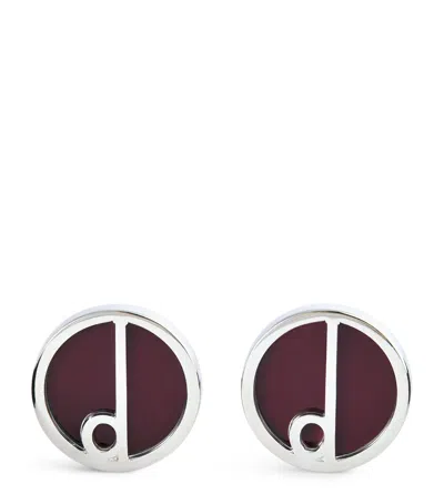 Dunhill Sterling Silver Series D Cufflinks In Burgundy