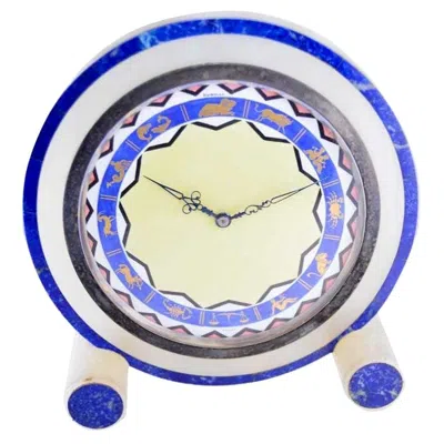 Pre-owned Dunhill Stone And Metal Art Deco Zodiacal Clock With An Enamel Dial 1930's In Gray