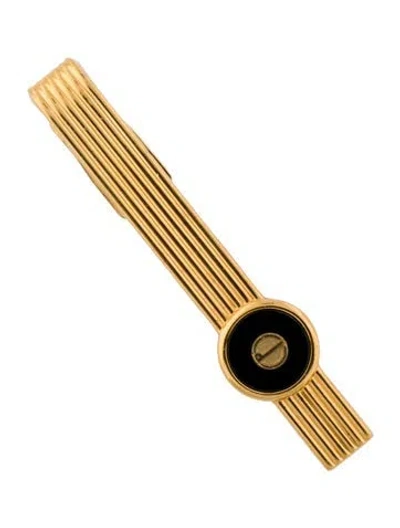 Pre-owned Dunhill Stone Logo Tie-clip In Black